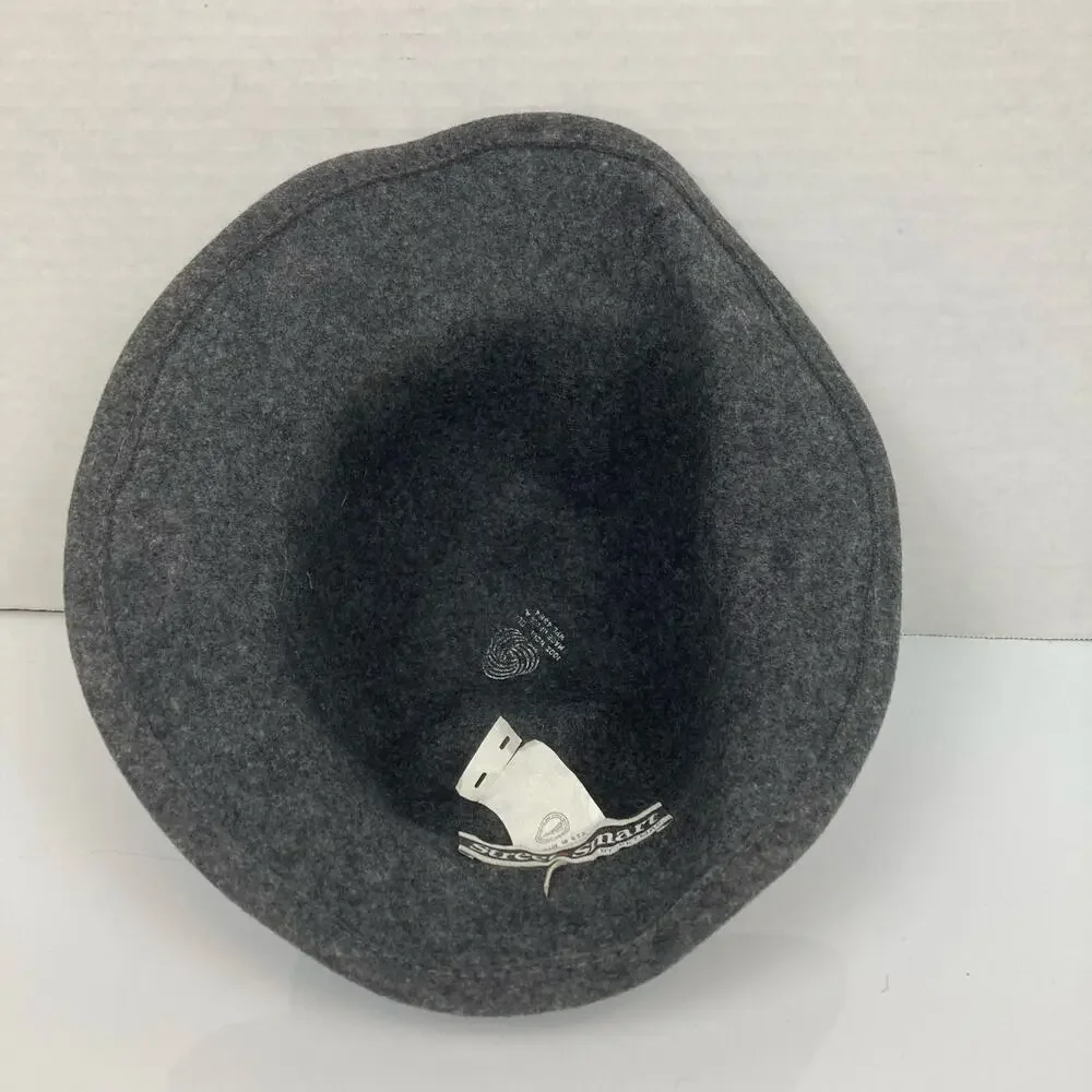 VTG Street Smart Betmar Cloche Wool Hat Women Heathered Gray Bucket Bell Bow USA